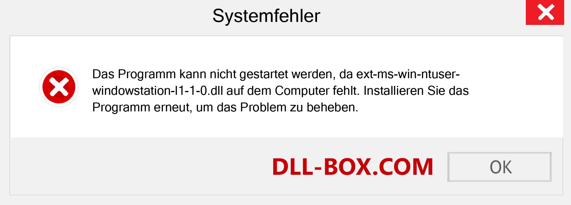 ext-ms-win-ntuser-windowstation-l1-1-0.dll-Datei fehlt?. Download für Windows 7, 8, 10 - Fix ext-ms-win-ntuser-windowstation-l1-1-0 dll Missing Error unter Windows, Fotos, Bildern