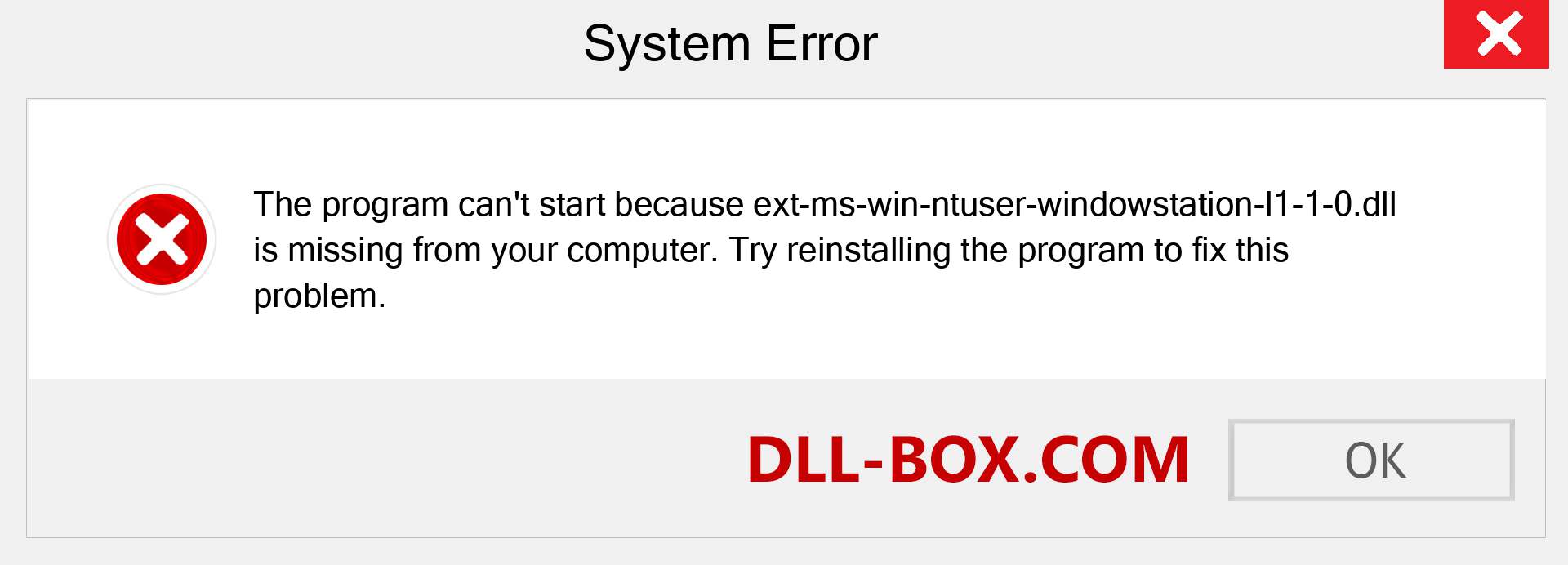  ext-ms-win-ntuser-windowstation-l1-1-0.dll file is missing?. Download for Windows 7, 8, 10 - Fix  ext-ms-win-ntuser-windowstation-l1-1-0 dll Missing Error on Windows, photos, images